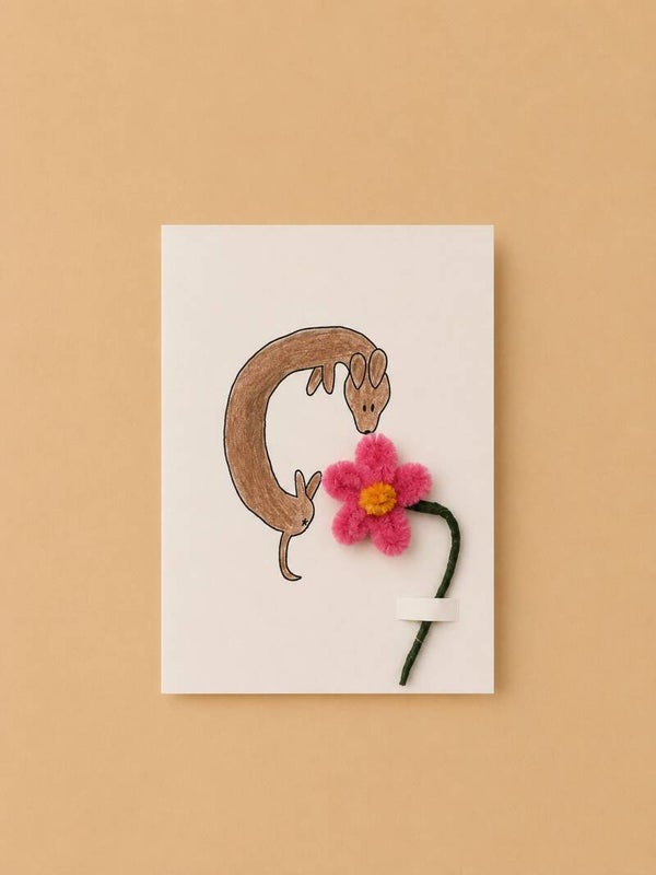 Kaartje teckel met bloem