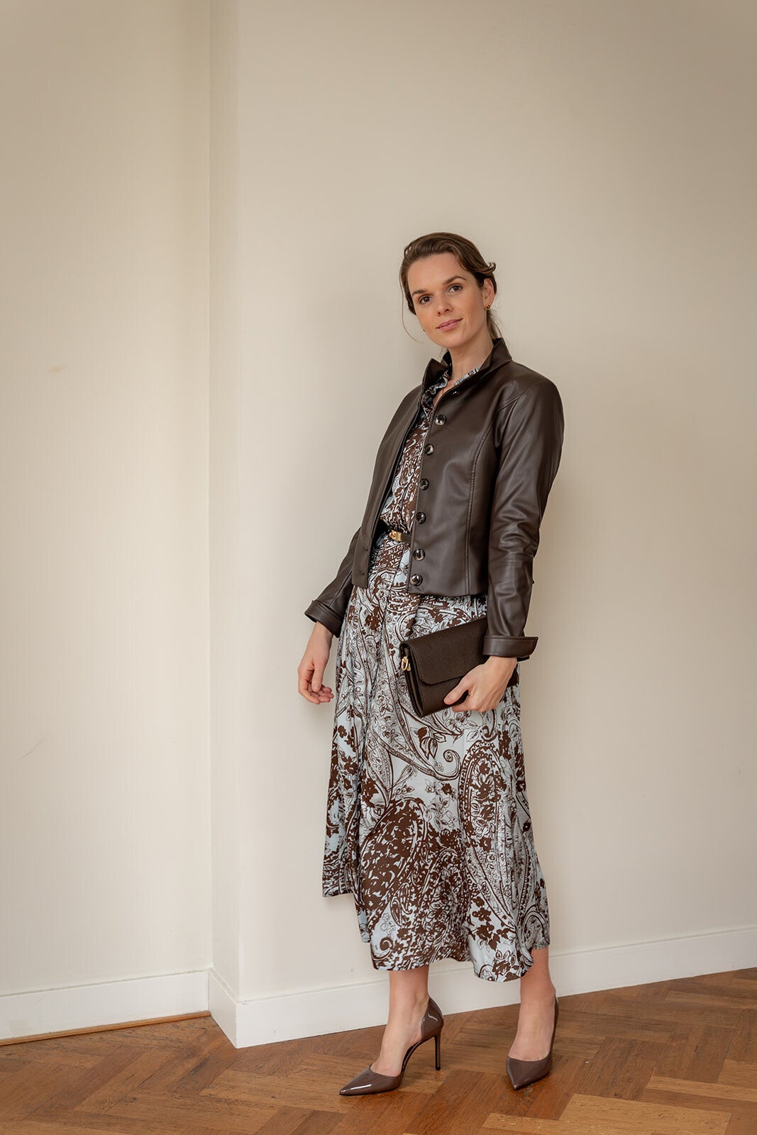 Jurk Hannah - Lichtblauw / bruin