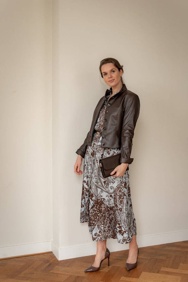 Jurk Hannah - Lichtblauw / bruin