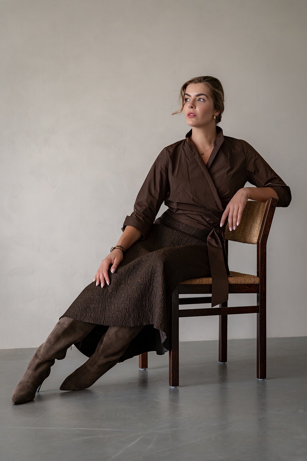 Overslagblouse Irma - Bruin