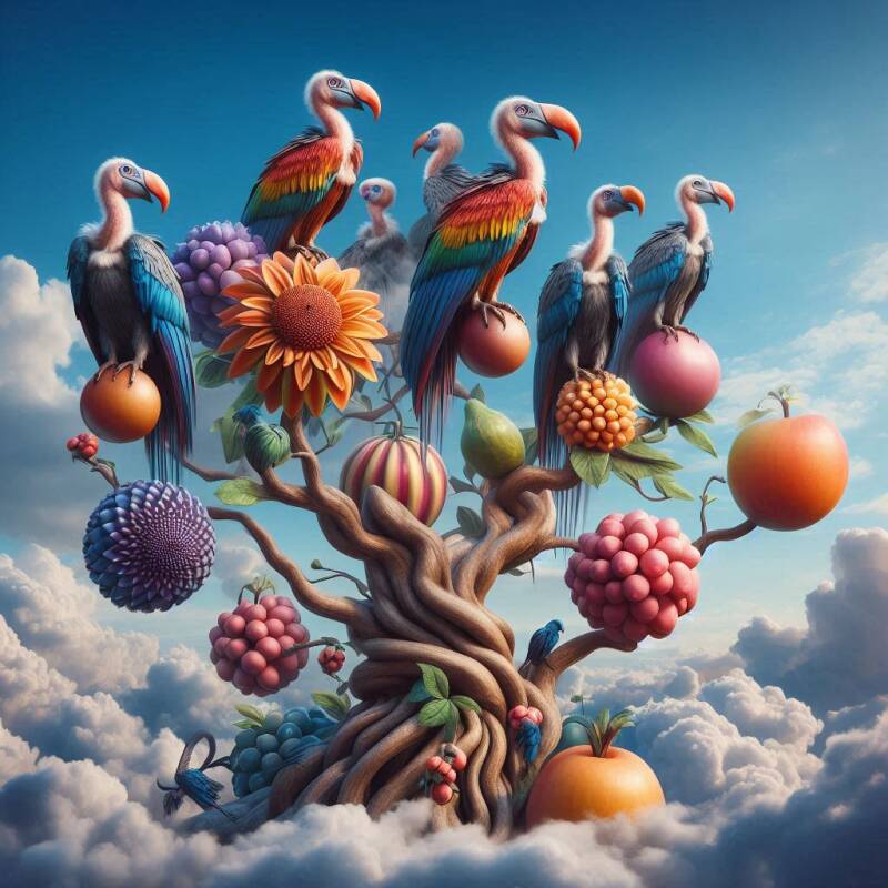 Levensboom met gieren