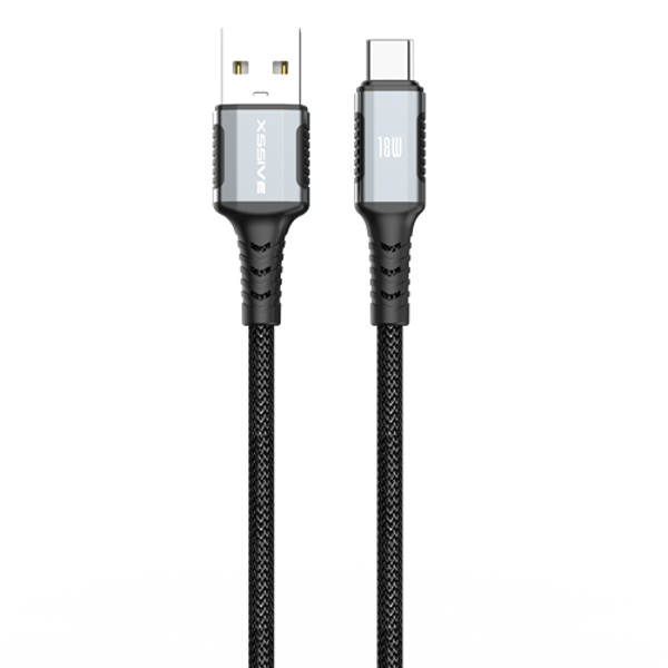 Xssive Braided USB-A to USB-C Cable 1m Zwart
