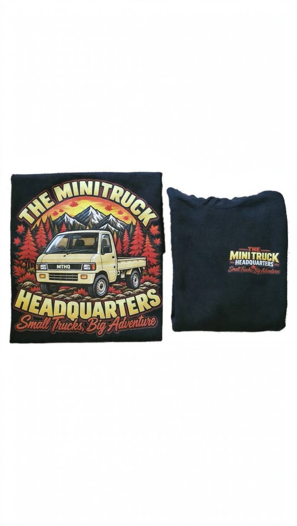 "The Mini Truck Headquarters — Small Trucks, Big Adventures" T-Shirt