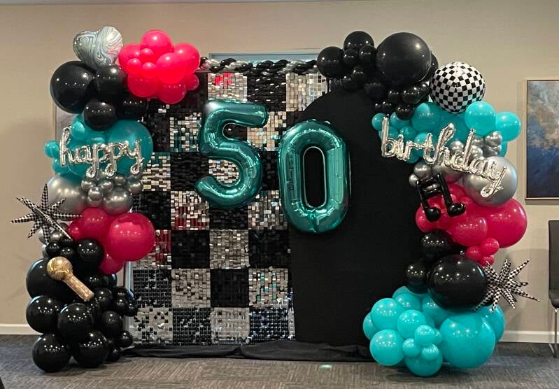 50th Birthday Arch Backdrop - Deluxe