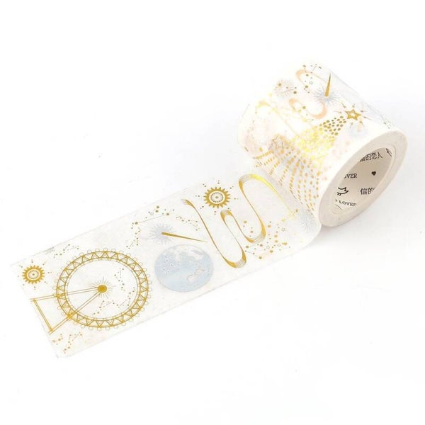 1 rouleaux de 5 m de ruban adhésif papier plumes, etoiles, planète