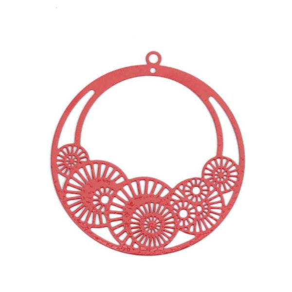 5 estampes connecteurs rond fleurs rouge 42x39mm- sc0146651
