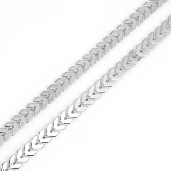 1m de chaine en épi argenté mat 7x6mm -sc0105815-