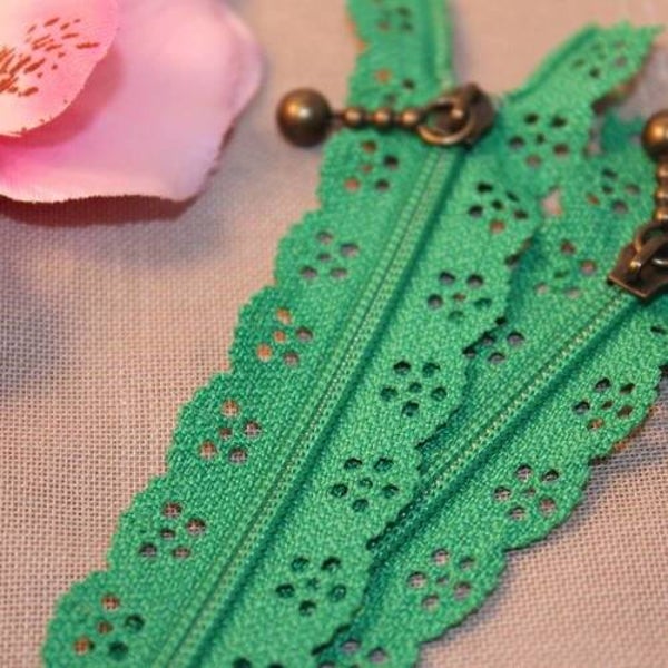 1 fermetures éclair dentelle vert de 20 cm