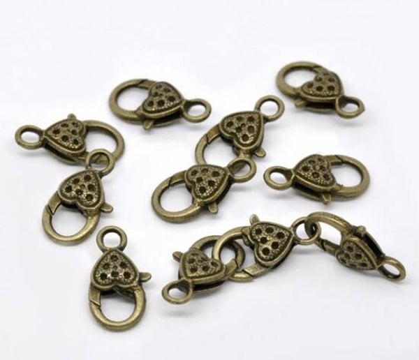 5 fermoirs mousqueton 26x13mm Bronze