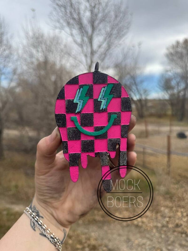 Car Freshie( checkered smiley)
