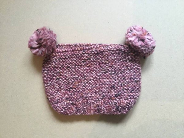 pink pom pom hat 6-12 mths
