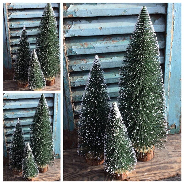 Set van 3 borstel kerstboompjes 23,28 en 43 cm zo sfeervol!