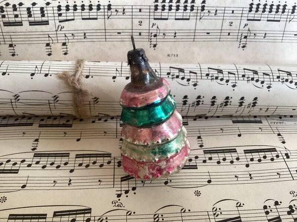 Antieke kerstbal kerstboom roze groen 6 cm