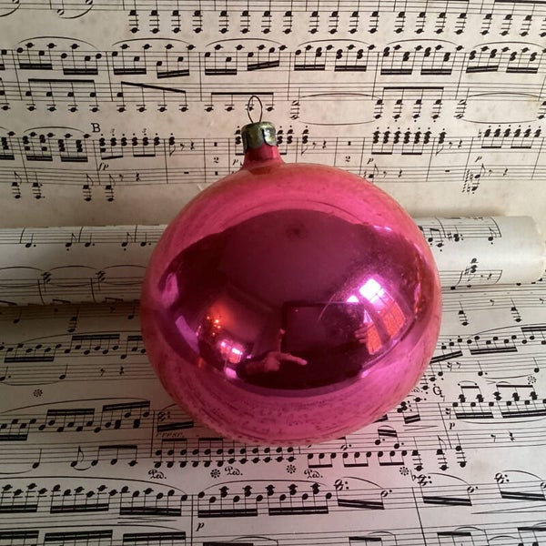 Antieke kerstbal 10 cm roze, Oekraine