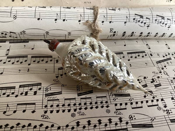 Antieke kerstbal kerstboom, zilver, 9 cm