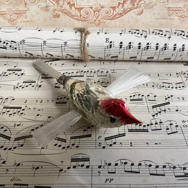 Antieke kerstbal vogel kolibri 14x10x4 cm