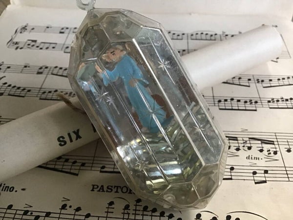 Kerstbal figuur engel en kersttakjes in sterrenhuisje kunststof 9x5x5 cm