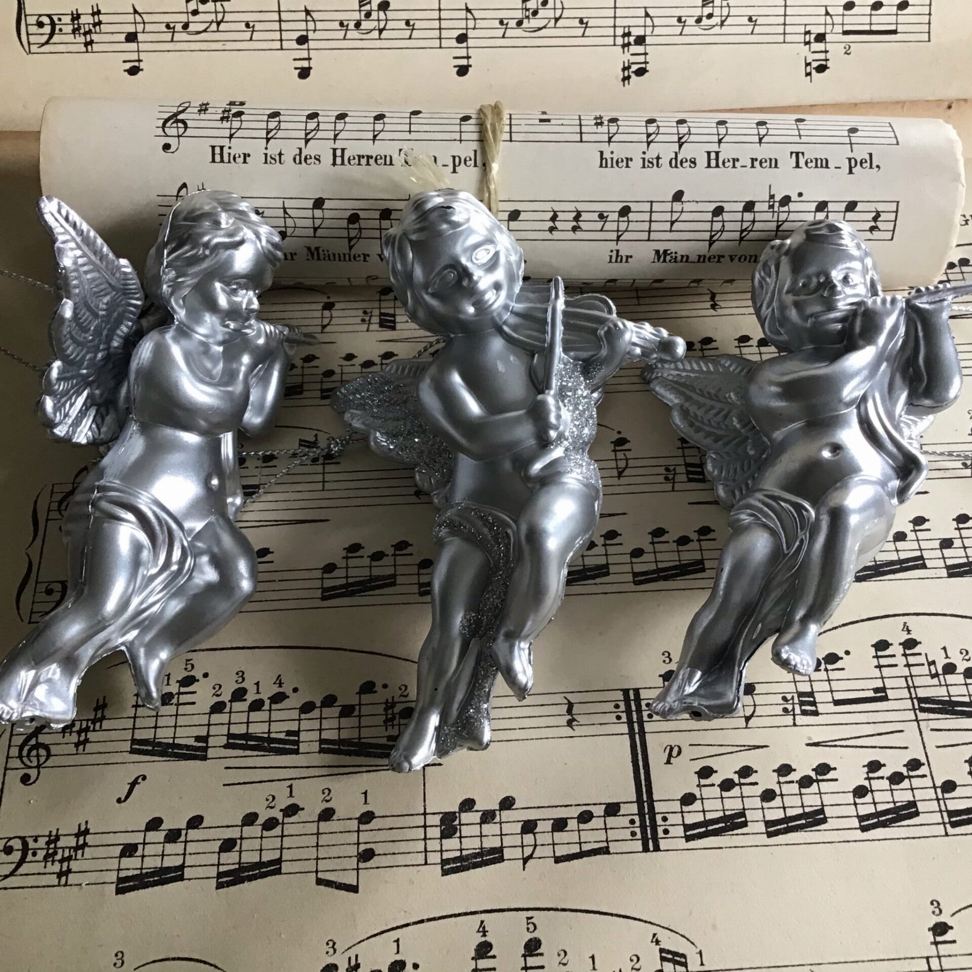 Engelen zilver kunststof, set van 3 10 cm hoog