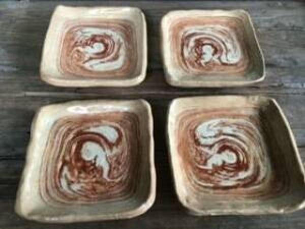 4 keramieken schalen 13x13 cm