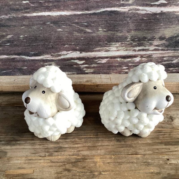 Leuke stenen wollige schaapjes, set van 2