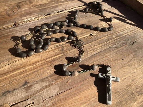 Antieke rozenkrans 50-60 cm zwarte kralen