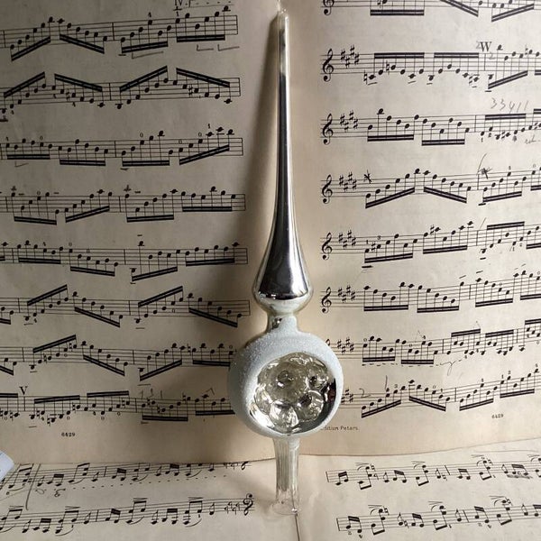 Antiek deuk kerst piek met gesuikerde rand 23 cm