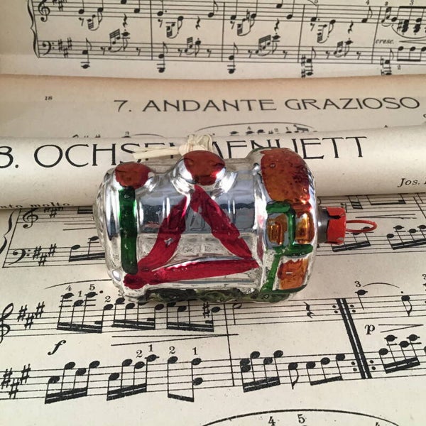 Vintage kerstbal locomotief 8 cm