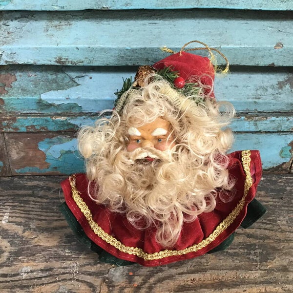 Fluwelen kerstman hanger groot 20x17x9 cm