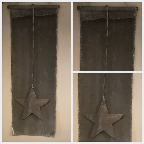 Mooie loper van canvas met houten ster 87x26 cm