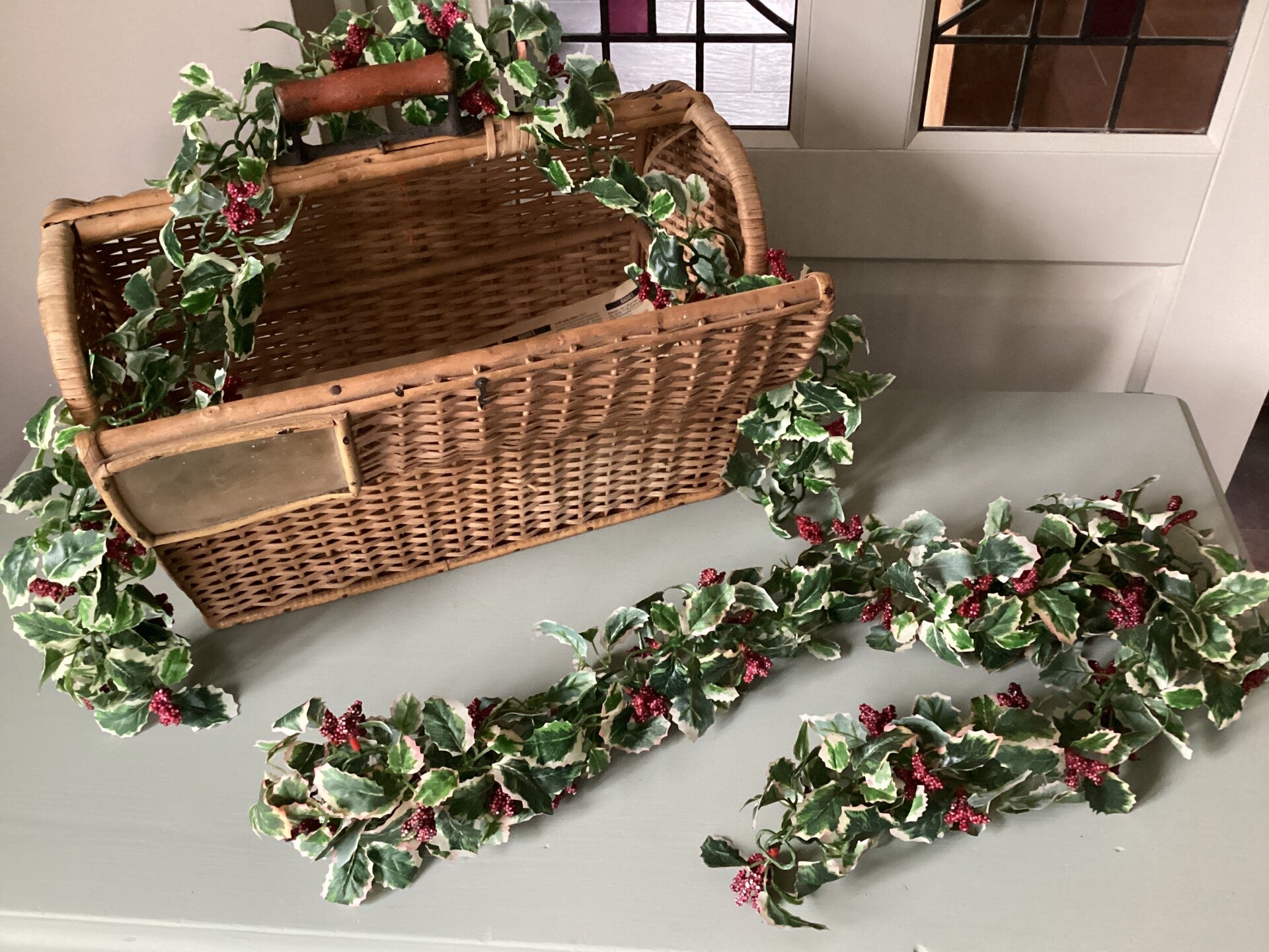 Vintage kunst hulsttak met bestjes, lengte 1.25 meter