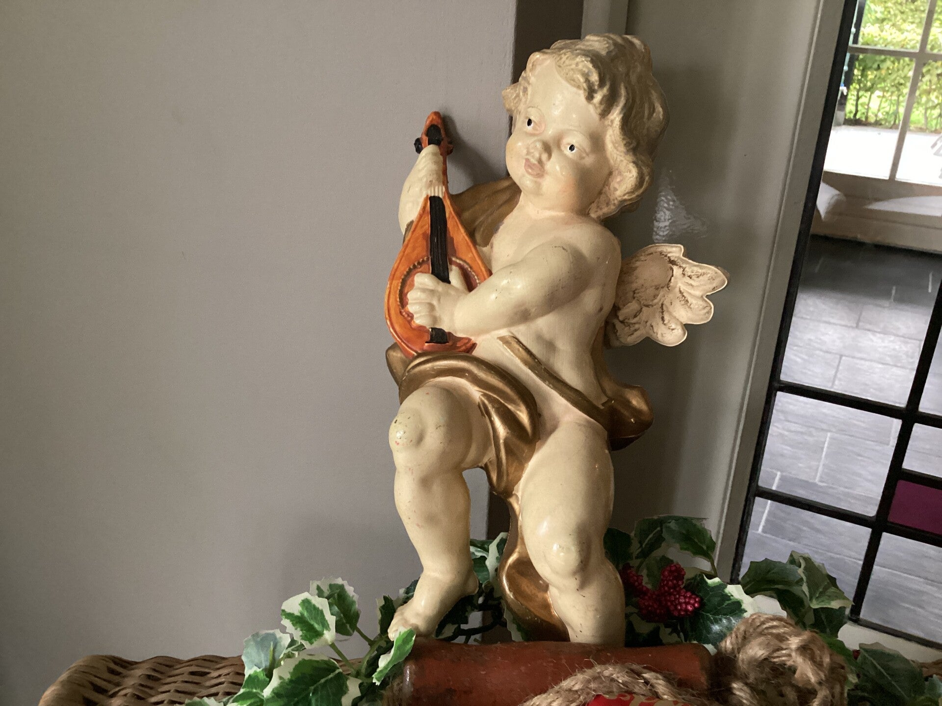 Mooie oude engel, 28 cm, kunststof, zeer fraai