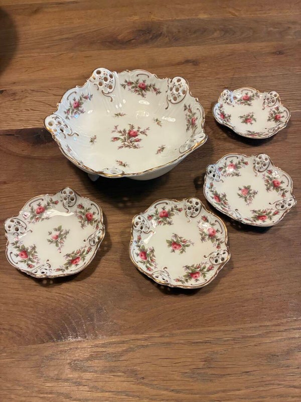 Rosenthal Moonrose schaal met 4 kleine schaaltjes