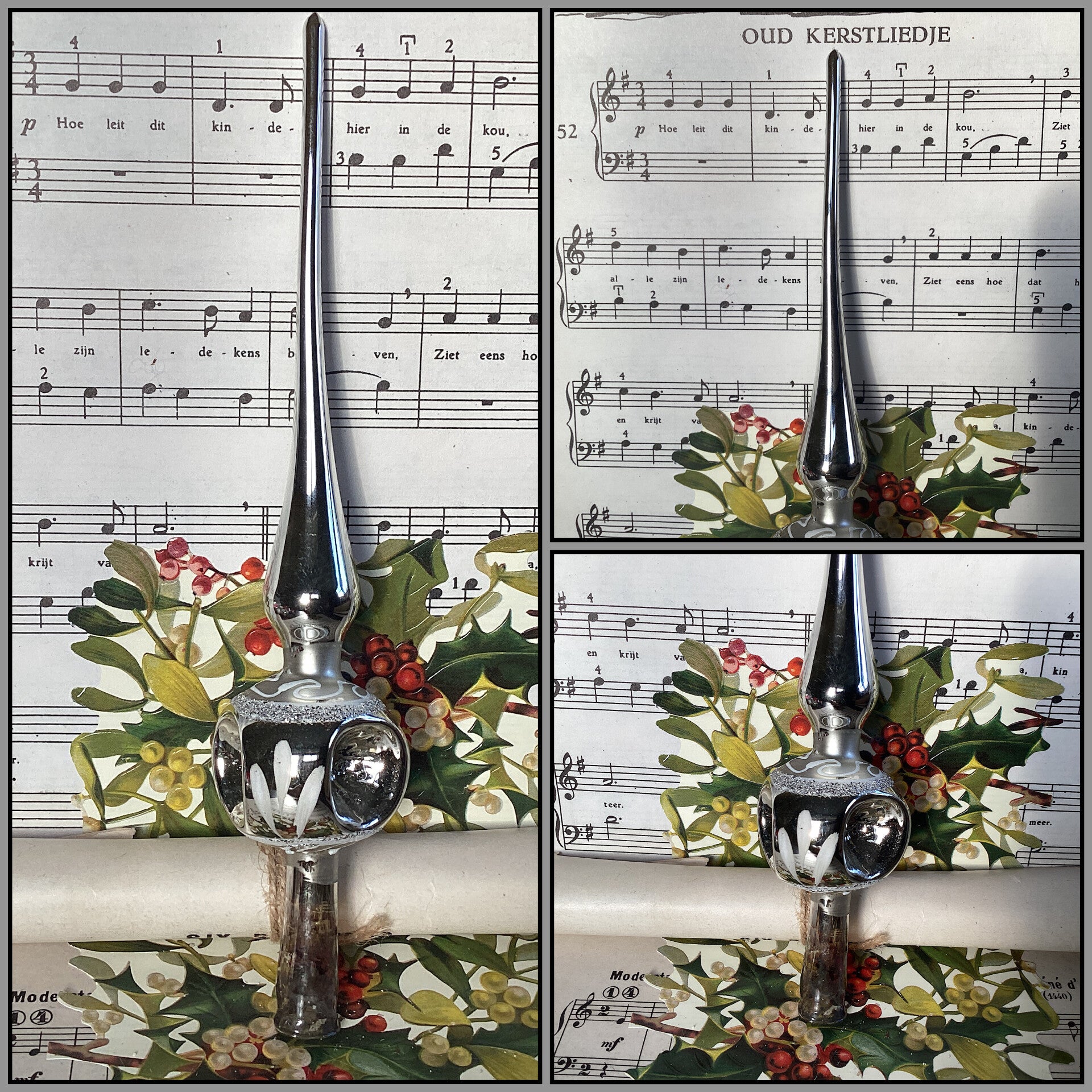 Oud kerst piek voor feathertree, 3 deuken, 21 cm