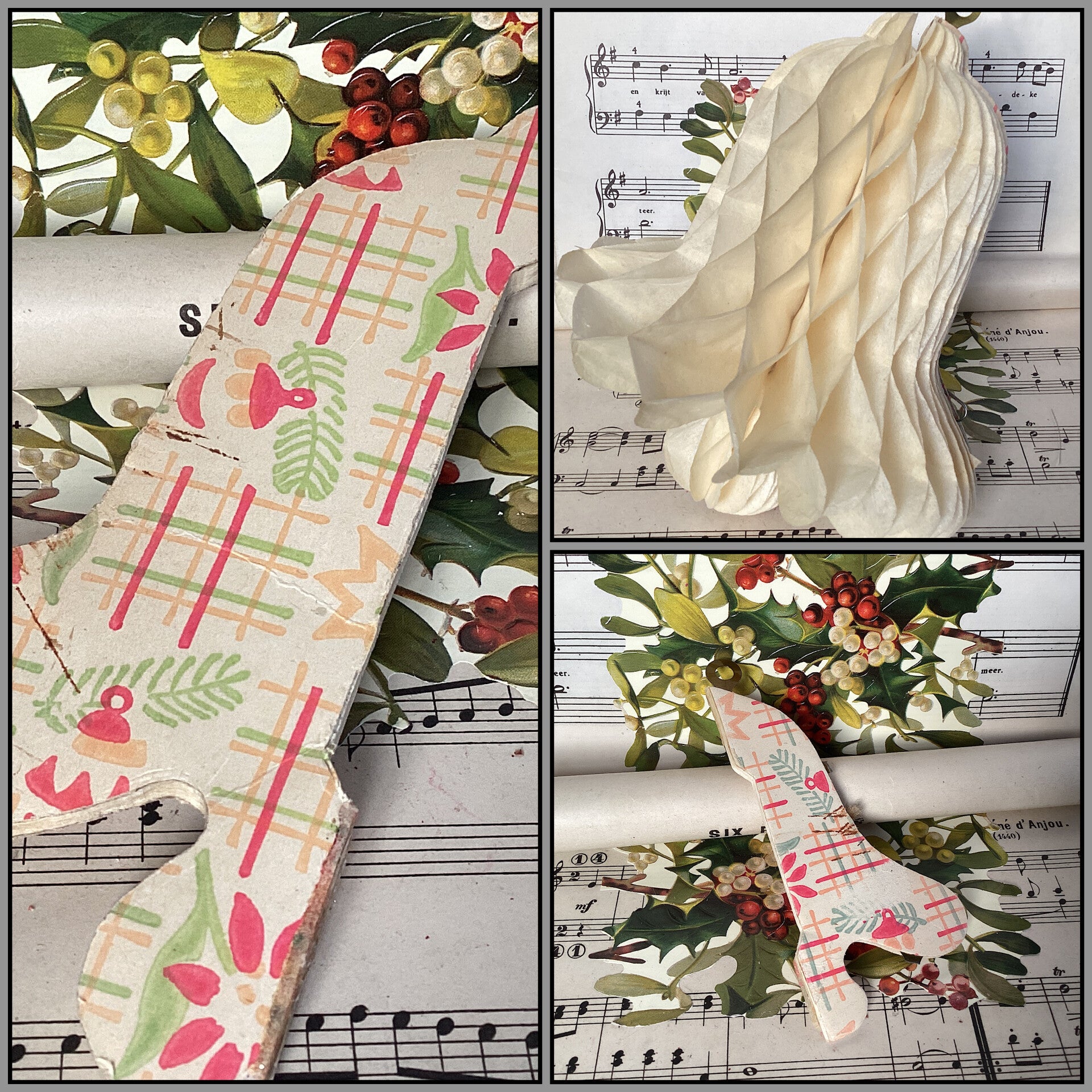 Vintage jaren 50-60 honeycomb kerst klok 16 cm hoogte