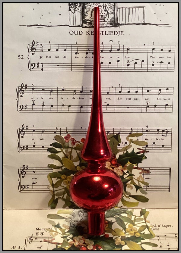 Kerstbal kerst piek rood glas 27 cm