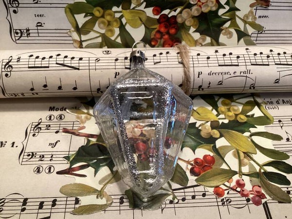 Antieke kerstbal lampion, transparant, 8 cm