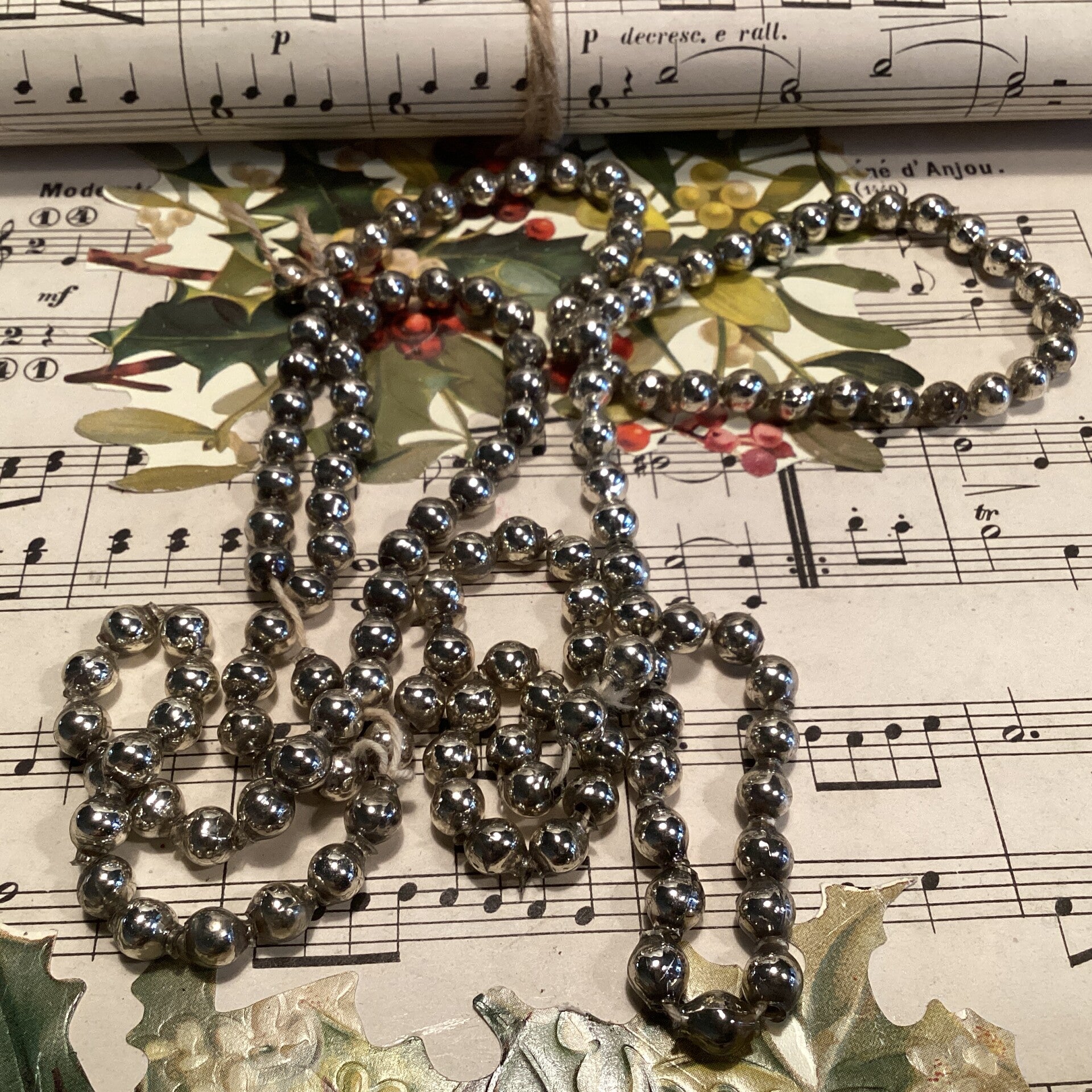 Kerstkoopje, rondlopend feathertree glazen kersslinger 1 meter, diam.0,5 cm