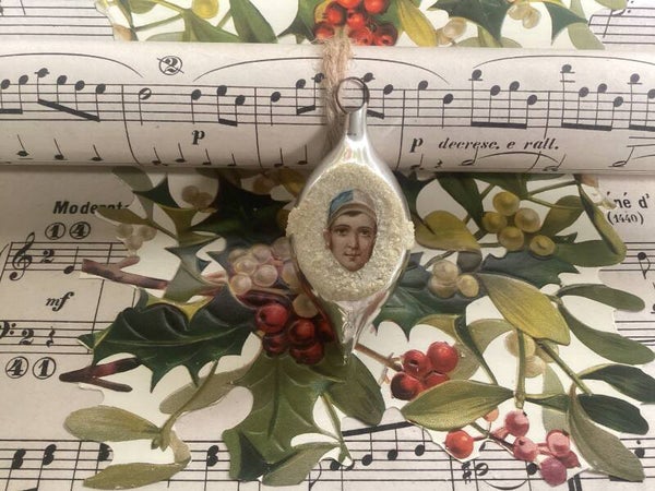 Antieke feathertree kerstbal pegel cricket mannetje gesuikerd 5 cm