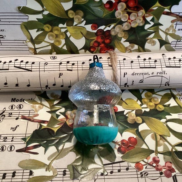 Vintage paddenstoel, transparant met glitters, 4,5 cm