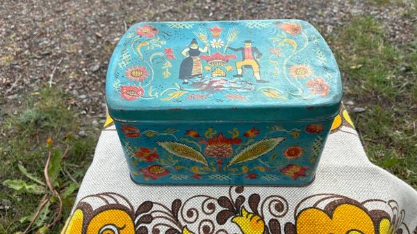 Zweeds antiek blik uit 1930 20x12x12 cm