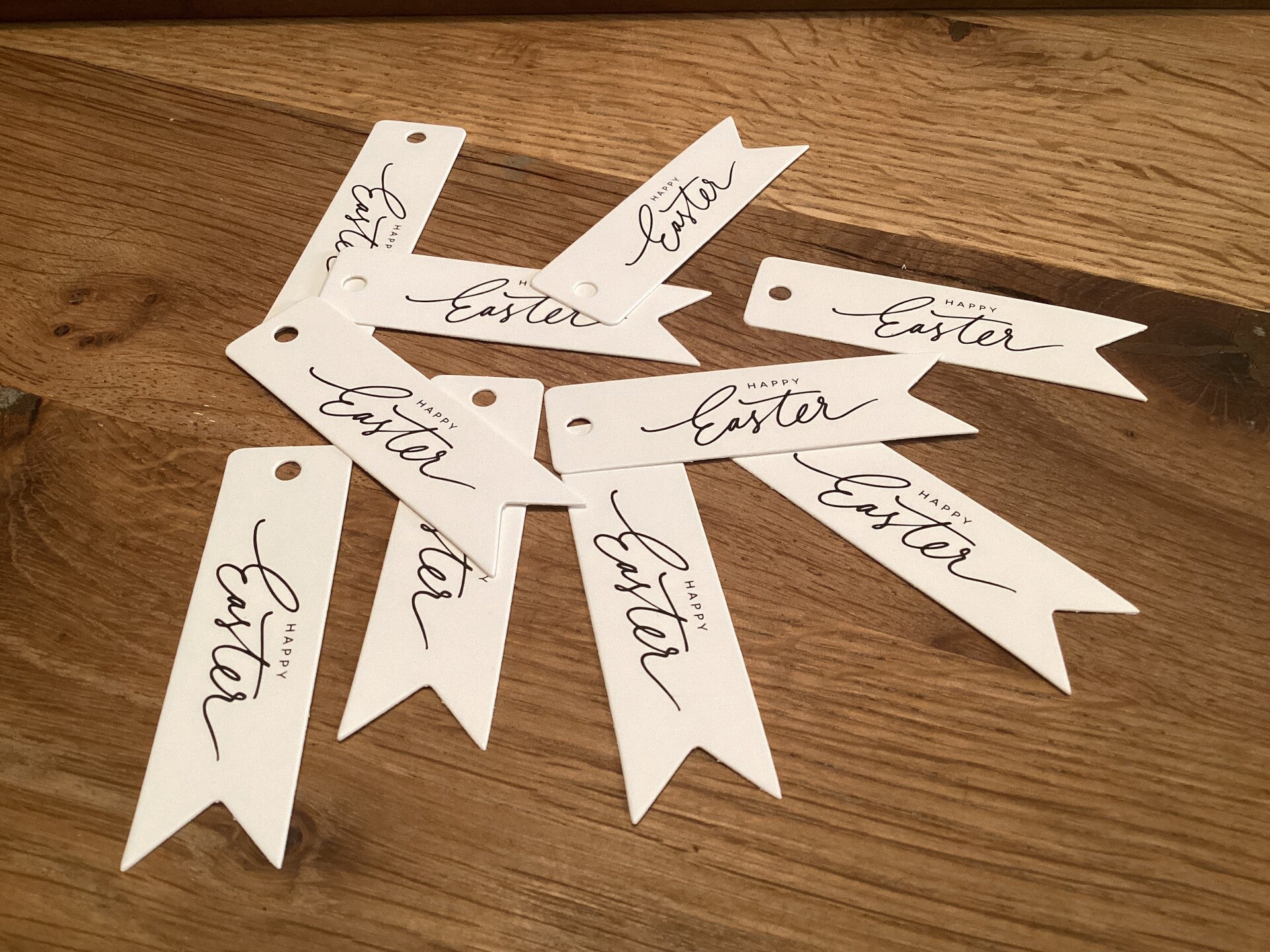 10 hardkartonnen labels “happy easter” 7x2 cm