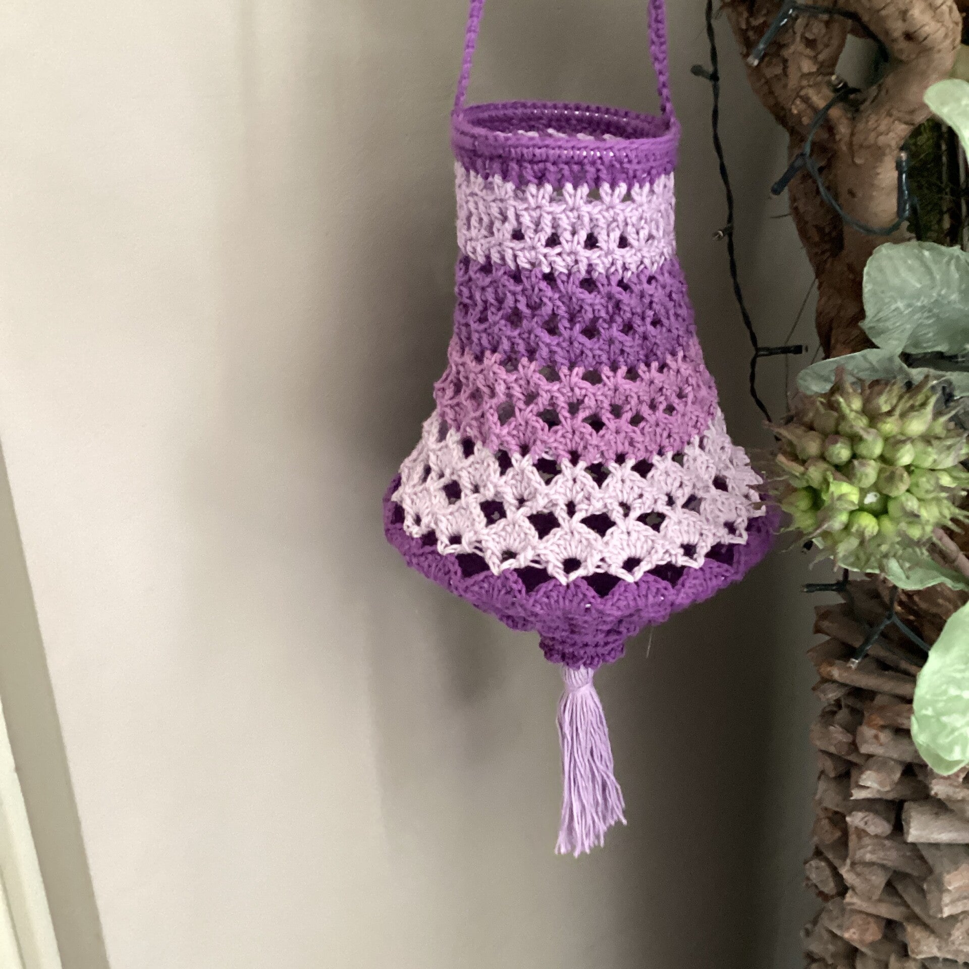 Kroonluchter paarse ton sur ton kleuren 45 cm incl.lampjes