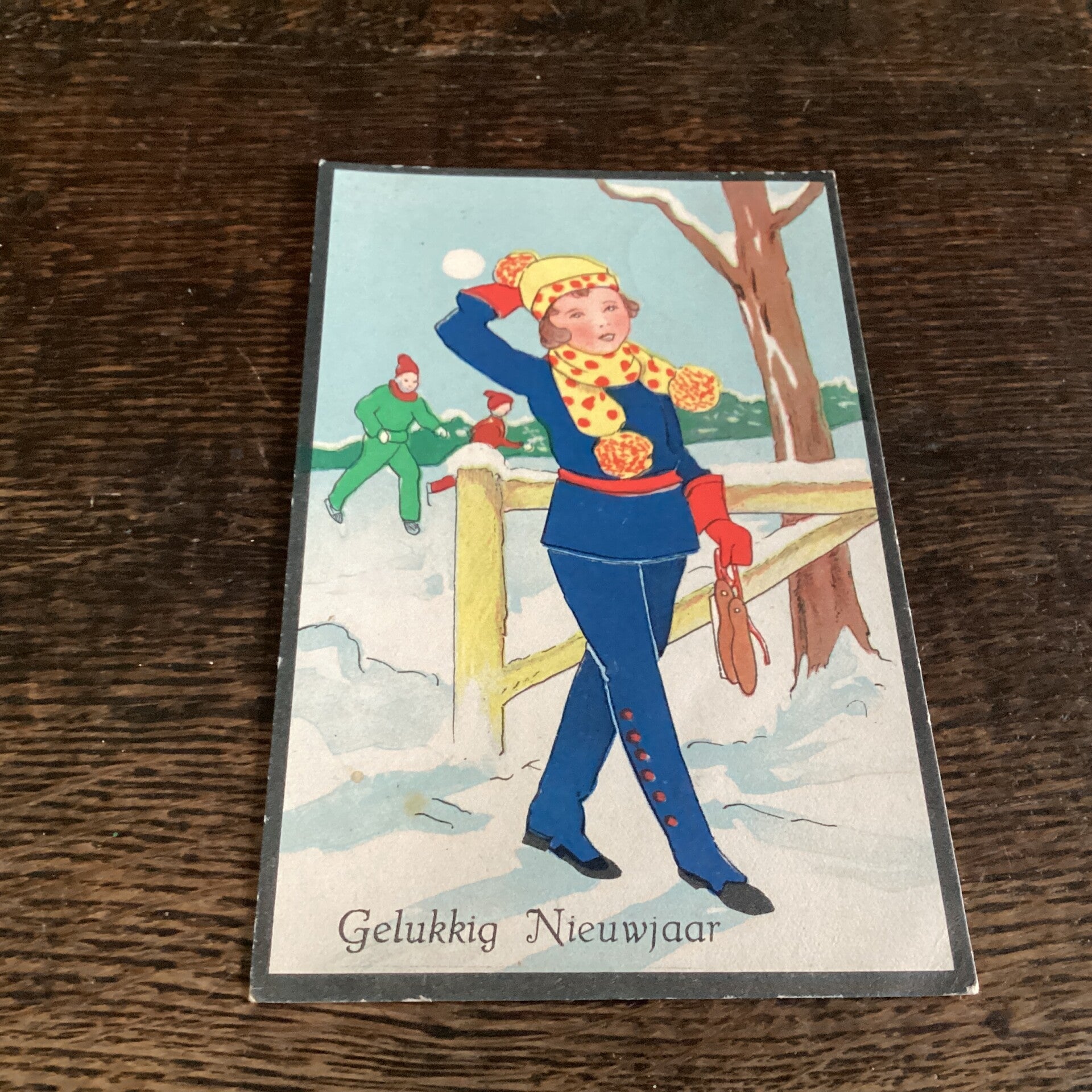 Antieke nieuwjaarskaart begin 1935