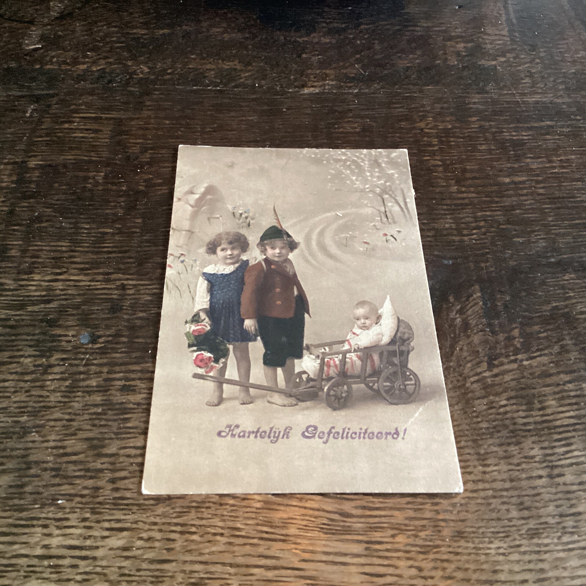 Antieke verjaardagskaart, eind 19e eeuw