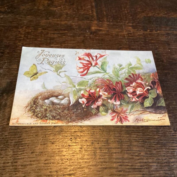 Antieke paaskaart bloemen, 1910