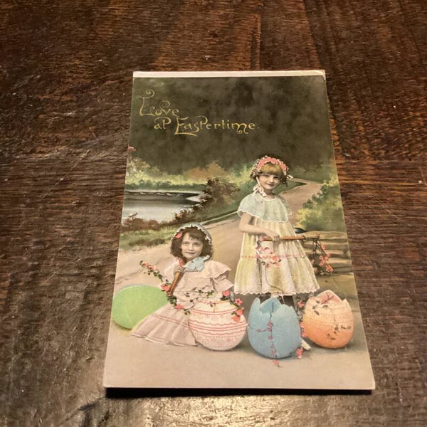 Antieke paaskaart onbeschreven, begin 1900, kinderen