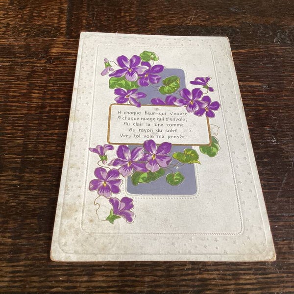 Antieke bloemenkaart in reliëf, begin 1900