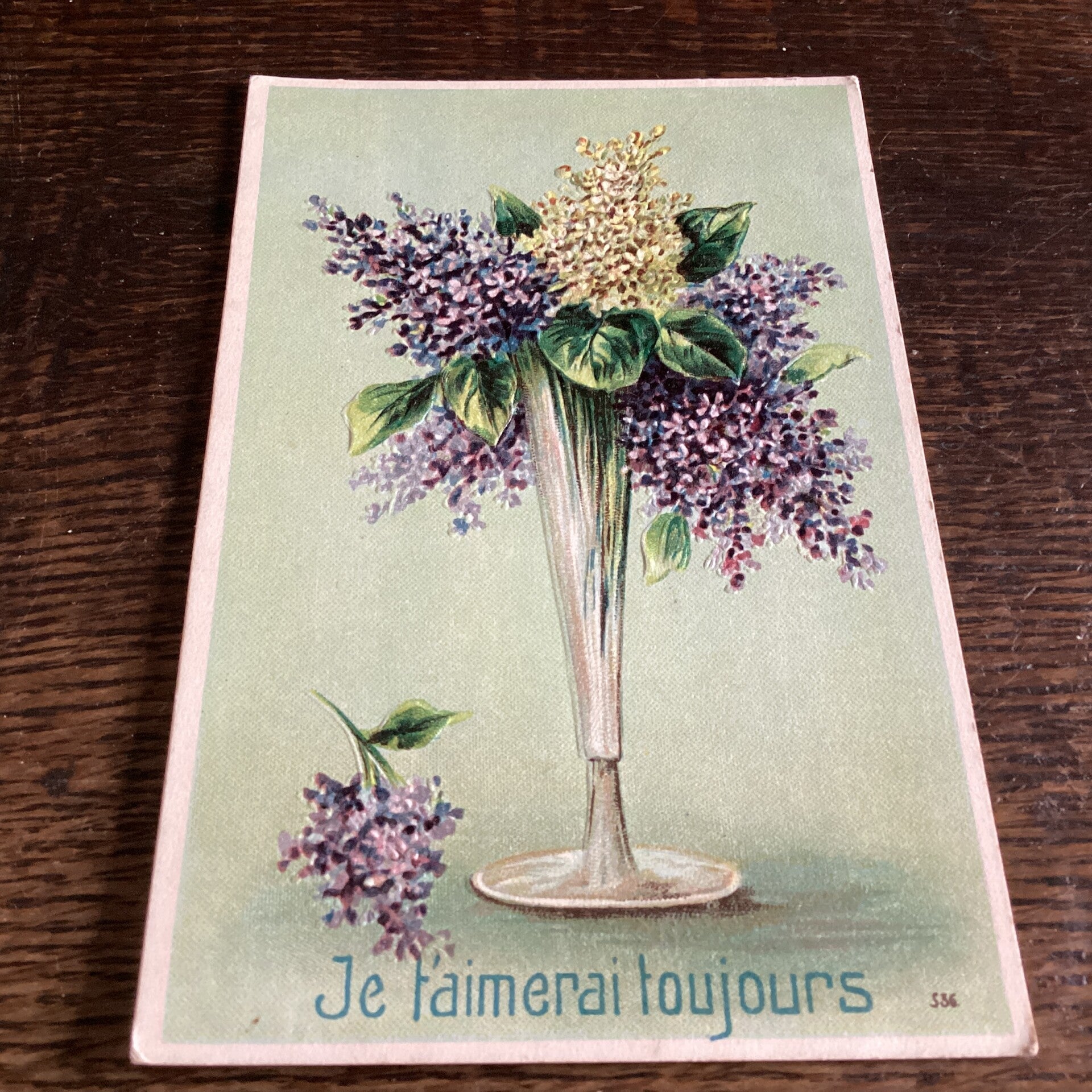 Antiek romantische kaart in reliëf, 1916