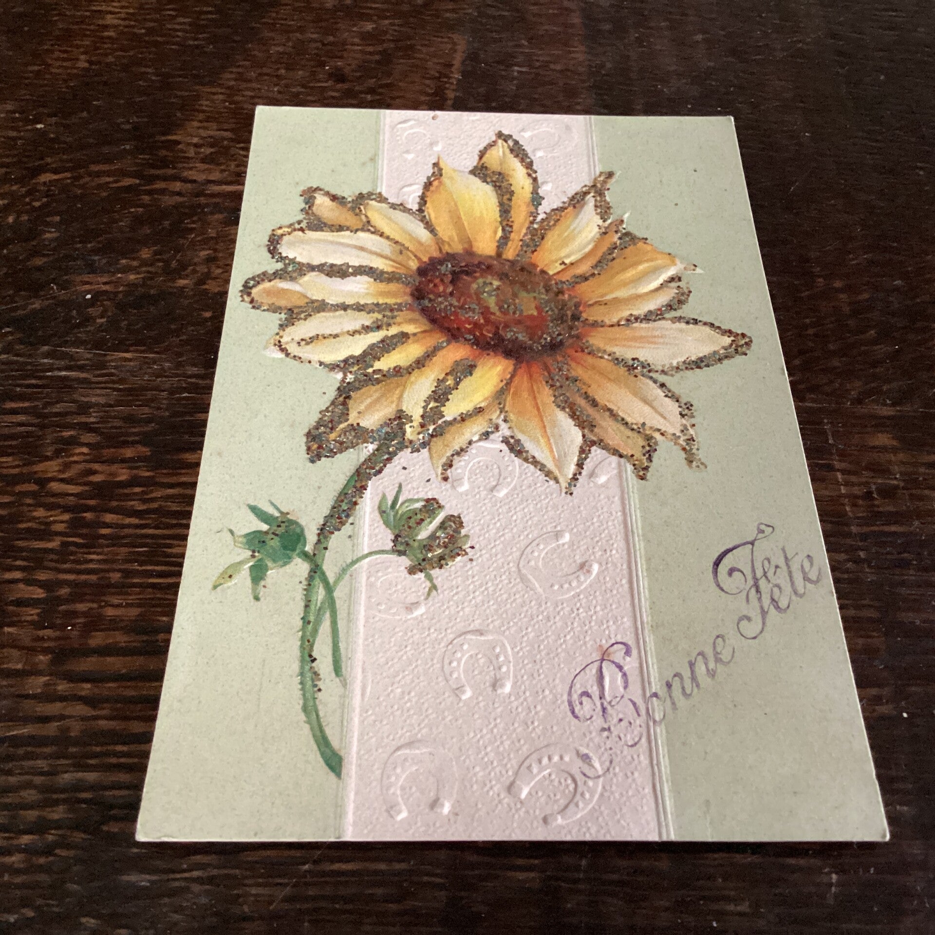 Antieke verjaardagskaart, onbeschreven, in reliëf, begin 1900