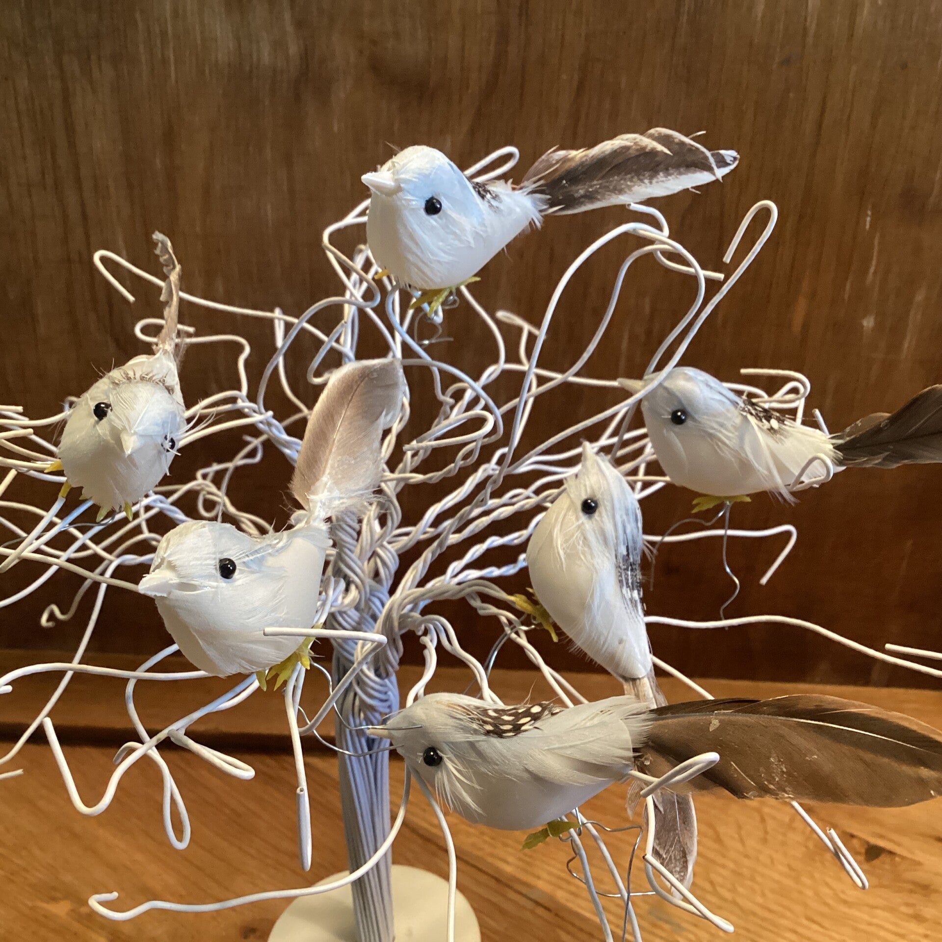 6 stoffen vogeltjes op steker (excl.boompje)